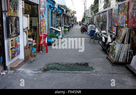 Original Kunstwerke, Kopien und Reproduktionen von berühmten Gemälden und Fotografien für den Verkauf auf Art Street Pattaya Thailand Stockfoto