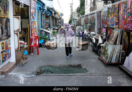 Original Kunstwerke, Kopien und Reproduktionen von berühmten Gemälden und Fotografien für den Verkauf auf Art Street Pattaya Thailand Stockfoto