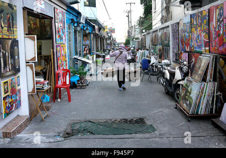 Original Kunstwerke, Kopien und Reproduktionen von berühmten Gemälden und Fotografien für den Verkauf auf Art Street Pattaya Thailand Stockfoto