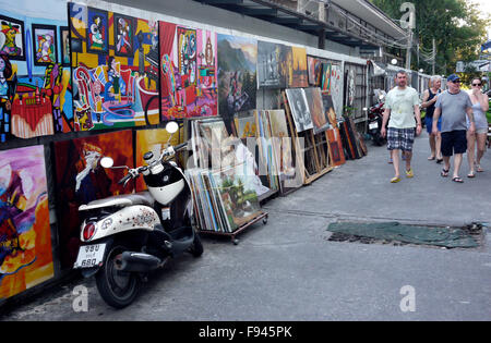 Original Kunstwerke, Kopien und Reproduktionen von berühmten Gemälden und Fotografien für den Verkauf auf Art Street Pattaya Thailand Stockfoto