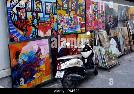 Original Kunstwerke, Kopien und Reproduktionen von berühmten Gemälden und Fotografien für den Verkauf auf Art Street Pattaya Thailand Stockfoto