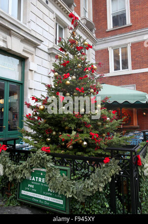 London, UK. 11. Dezember 2015. Foto aufgenommen am 11. Dezember 2015 zeigt einen Weihnachtsbaum vor einem Restaurant in London, Großbritannien. © Han Yan/Xinhua/Alamy Live-Nachrichten Stockfoto