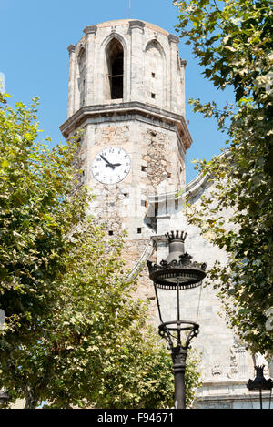 Kirche St. Nicolau, Carrer del Calme, Malgrat de Mar, Costa del Maresme in der Provinz Barcelona, Katalonien, Spanien Stockfoto