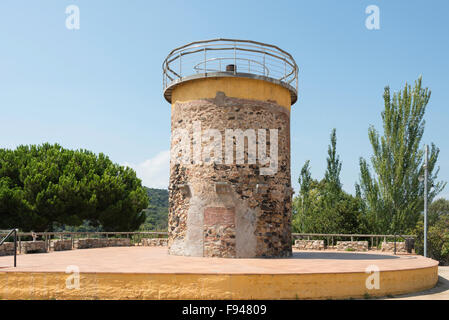 El Castella Turm im Parc del Castell, Malgrat de Mar, Costa del Maresme, Katalonien, Spanien Stockfoto