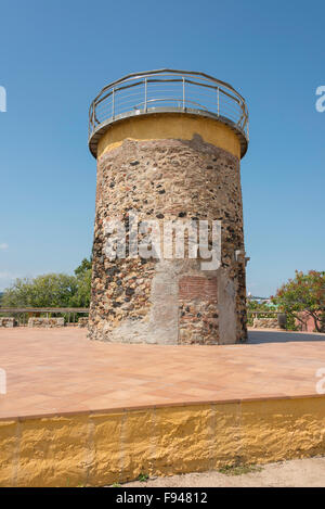 El Castella Turm im Parc del Castell, Malgrat de Mar, Costa del Maresme, Katalonien, Spanien Stockfoto