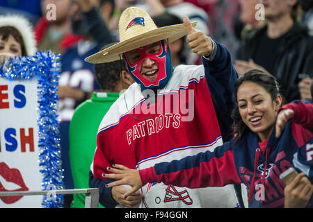 Houston, Texas, USA. 13. Dezember 2015. Ein Fan der New England Patriots im 4. Quartal eines NFL-Spiel zwischen den Houston Texans und die New England Patriots NRG-Stadion in Houston, TX am 13. Dezember 2015. Bildnachweis: Trask Smith/ZUMA Draht/Alamy Live-Nachrichten Stockfoto