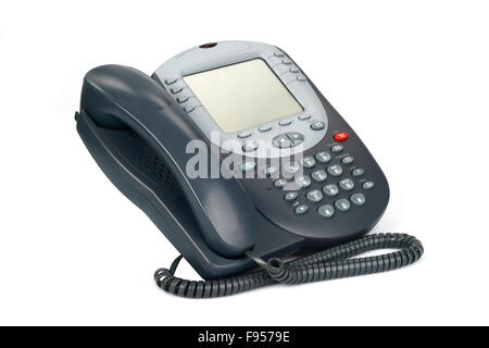 Digitale VoIP-Telefon (isoliert auf weiss) Stockfoto