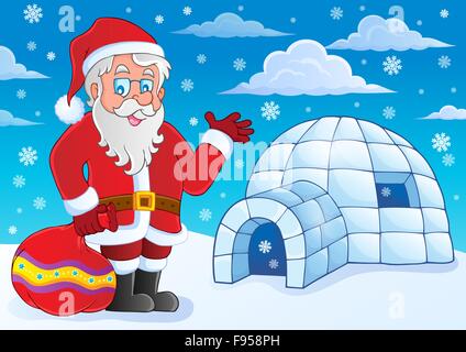 Iglu mit Santa Claus Thema 4 - Bild-Darstellung. Stockfoto