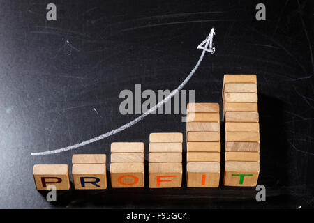 Gewinn von Wachstum Blöcken angeordnet als progressive graph Stockfoto