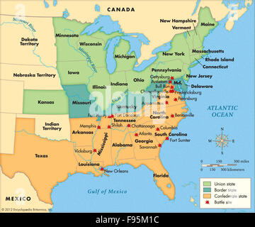Schlachten des amerikanischen Bürgerkriegs Stockfoto