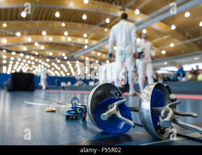 Vancouver Männer 2014 Grand Prix der Degen im Richmond Olympic Oval Richmond, British Columbia, Kanada am 22. März 2014. Stockfoto