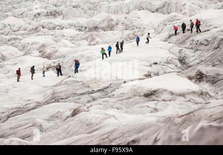 Eis-Wanderer auf den Athabasca Gletscher, Columbia Icefields, Jasper Nationalpark, Alberta, Kanada Stockfoto