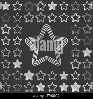 Silber metallic Sternsymbol Designset Stock Vektor