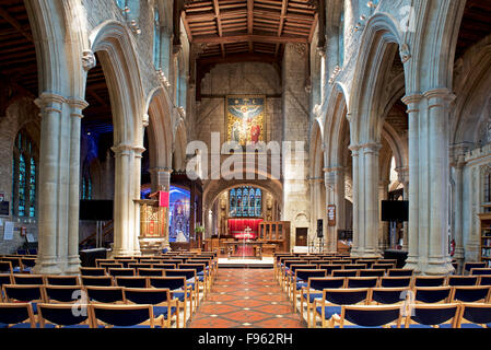 Innenraum der Kirche von Johannes dem Täufer, Burford, Oxfordshire, England UK Stockfoto