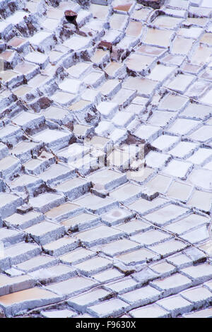 Salz Teich Minen von Maras, 40 Kilometer nördlich von Cuzco, in der Region von Cusco-Peru Stockfoto