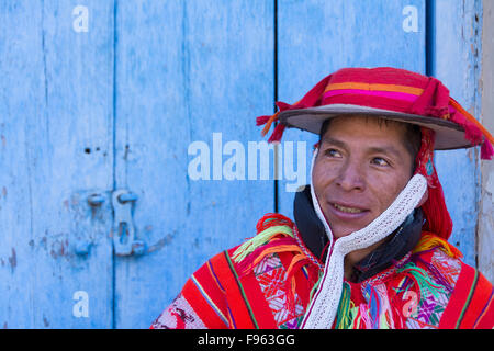 Dorfbewohner, Ollantaytambo, Peru Stockfoto