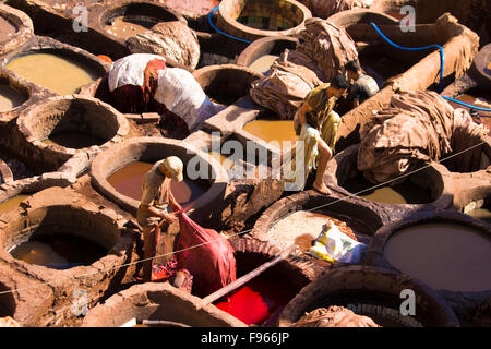 Gerbereien, Fes, Marokko Stockfoto