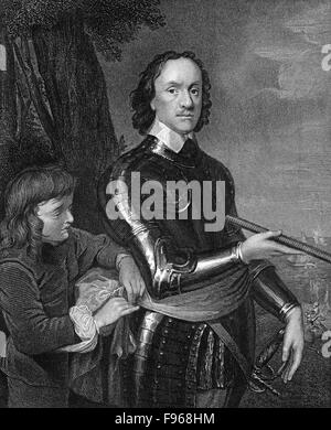 Oliver Cromwell, 1599-1658, dem Gründer der englischen Republik, Lord Protector von England, Schottland und Irland Stockfoto