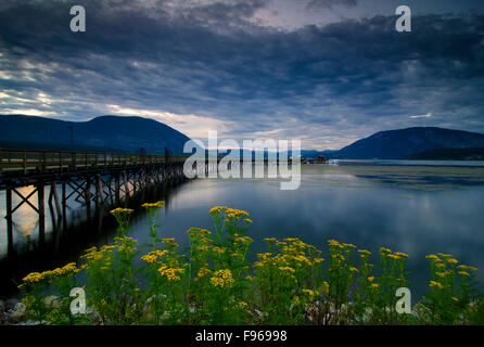 Salmon Arm wharf mit Blick auf Shuswap Lake in Salmon Arm, British Columbia, Kanada Stockfoto