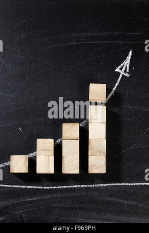 Gewinn von Wachstum Blöcken angeordnet als progressive graph Stockfoto