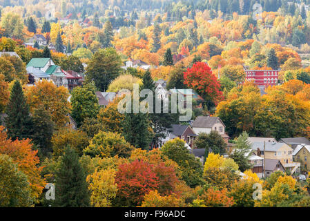 Bunte Stadt Nelson im Herbst. British Columbia, Kanada. Stockfoto