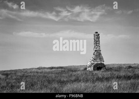 alten Herd, südlichen Saskatchewan, Kanada, Steinkamin, Wiese, Stockfoto