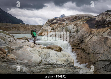 British Columbia, Kanada, Chilcotin Region, Wandern, Moränenlandschaft, Gletscherbach, Küste-Berge, Stockfoto