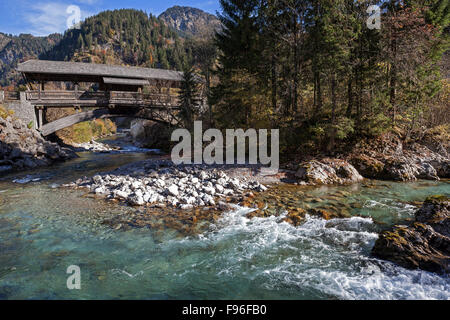 Brücke über Ostrach, Bruck, Bad Hindelang, Allgäu, Bayern, Deutschland Stockfoto