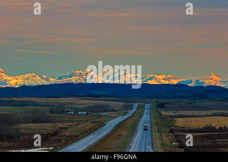 TransCanada Highway, Rockey View County, Abteilung Nr. 6, Cowboy Trail, Alberta, Kanada Stockfoto