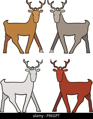 Reihe von lustigen wilden Hirsch Tiere Stock Vektor