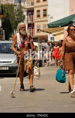 Alten Hippie in Ibiza-Stadt Stockfoto