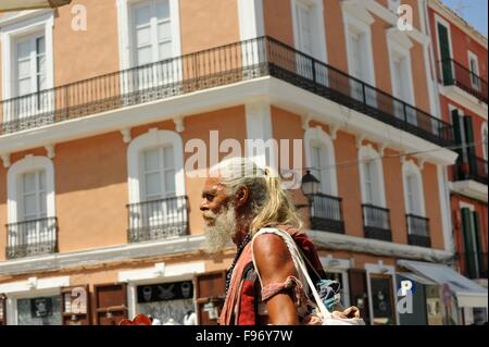 Alten Hippie in Ibiza-Stadt Stockfoto