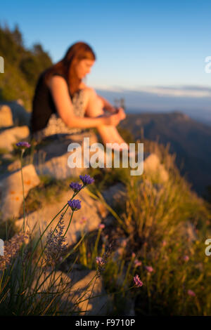 Wandern und Lookout am Sandia Peak, Albuquerque, New Mexico. Stockfoto