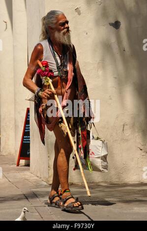 Alten Hippie in Ibiza-Stadt Stockfoto