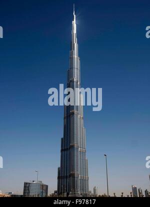 Das Burj Khalifa, abgeschlossen im Jahr 2010 die höchsten künstlichen Bauwerk der Welt, Dubai, Vereinigte Arabische Emirate Stockfoto
