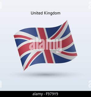 Großbritannien Flagge winken Form. Stock Vektor