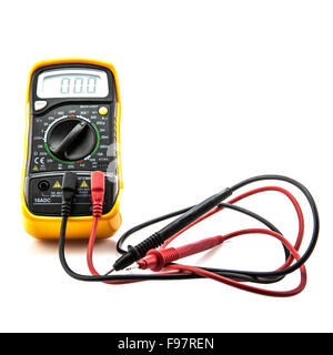 Digital-Multimeter auf weißem Hintergrund Stockfoto