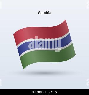 Gambia Flagge winken Form. Vektor-Illustration. Stock Vektor