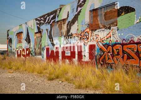 Graffiti, östlich der Innenstadt, entlang der Los Angeles River, Kalifornien, USA Stockfoto