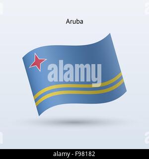 Aruba Flagge winken Form. Vektor-Illustration. Stock Vektor