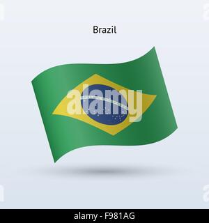 Brasilien Flagge winken Form. Vektor-Illustration. Stock Vektor
