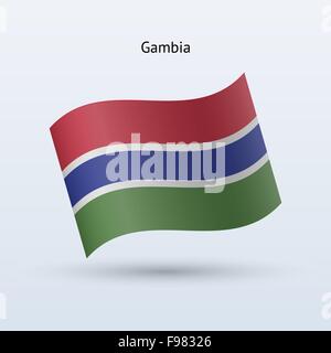 Gambia Flagge winken Form. Vektor-Illustration. Stock Vektor