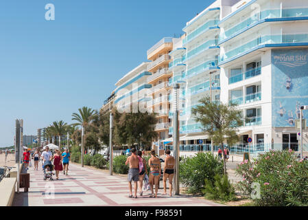 Hotels am Meer, Passeig s'Abanell, Blanes, Costa Brava, Provinz Girona, Katalonien, Spanien Stockfoto