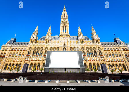 Wien, Österreich. Der Außenseite des Rathauses in Wien dient als Rathaus. Stockfoto