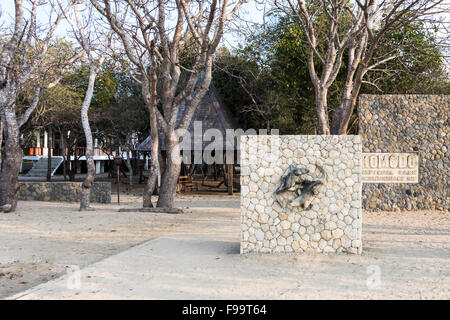 Eingang zur Insel Komodo und Besucherzentrum, Komodo Indonesien Stockfoto