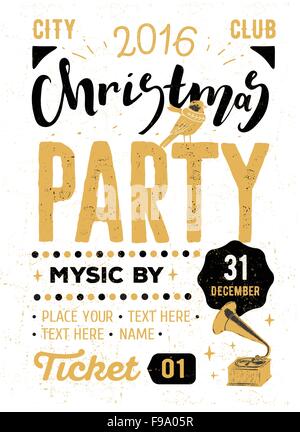 Christmas Party Retro-Typografie-Poster. Stock Vektor