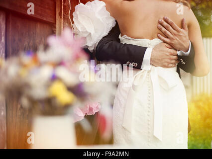 Detail von Braut und Bräutigam in ihre Hochzeit im Vintage Stil Stockfoto