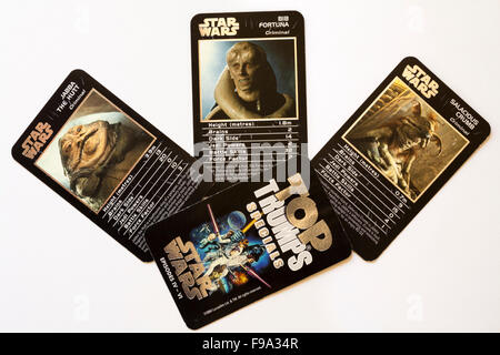 Top Trumps-Specials-Karten Star Wars isoliert auf weißem Hintergrund Stockfoto