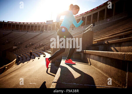 Trainiere auf der Treppe des Harvard University Stadions Stockfoto