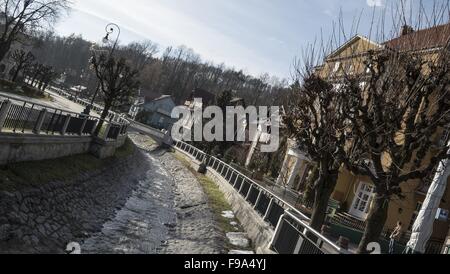 Kryniczanka Bach in der Nähe Dietl Boulevard in Krynica-Zdrój Stockfoto